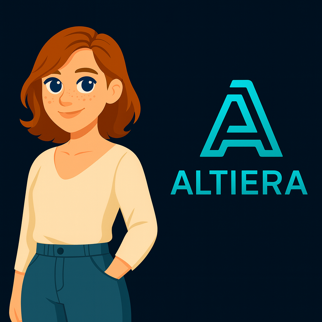 Amy, die KI-Begleiterin mit roten Haaren und freundlichem Blick